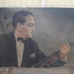 régi olaj vászon hibás festmény cigányprímás hegedűvel Déki Lakatos Sándor hegedűművész fotó