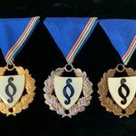 3db Büntetés Végrehajtás szolgálatért arany ezüst bronz Magyar kitüntetés mellszalagon (1Ft NMÁ fotó