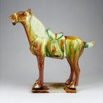 1J506 Régi kínai kerámia Tang ló szobor 20 cm fotó