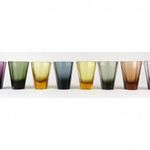 1N619 Régi art deco színes szögletes üveg pohár készlet 8 darab fotó