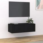 Fekete szerelt fa függő TV-szekrény 80 x 36 x 25 cm fotó