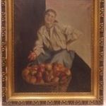 Fischer 931 leány kosár almával olaj - vászon festmény fotó