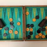 Antik backgammon társas játék ostábla arab játék keményfa dobozában 823 8266 fotó