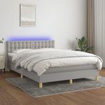 világosszürke szövet rugós és LED-es ágy matraccal 140x200 cm fotó