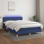 kék szövet rugós és LED-es ágy matraccal 140x200 cm fotó