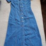 új hosszú kék farmerruha rövid ujjú maxi farmer ruha XS (gy) fotó