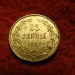 Finnország ezüst 25 pennia 1913 kiváló, patina fotó