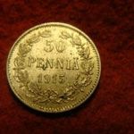 Finnország ezüst 50 pennia 1915 aUNC, patina fotó