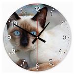 Sziámi macska 18 kör alakú üveg óra falióra fotó