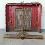 Antik klasszicista kályha kandalló keret öntött réz ajtós réz rátét díszítéses 450 8130 fotó