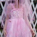 Koszorúslány ruha, báli ruha, hercegnő és királylány jelmez fátyollal 122 cm rózsaszín fotó