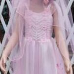 Koszorúslány ruha, báli ruha, hercegnő és királylány szives fátyollal 122 cm 4-6 évesre rózsas fotó