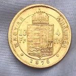 Arany 4 forint Ferenc József 1876 ritka 24.035 vert darab!! Briliáns állapotban így ULTRA RITKA! RRR fotó