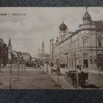 Képeslap, levelezőlap - Kecskemét Rákóczi út - lovaskocsi piac 1915. körül - vasúti LÁ (R) fotó