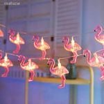 LED fényfüzér flamingó 1, 1 m - 10 LED - melegfehér - 3 x AA fotó