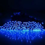 Napelemes 100 LED-es kék dekorációs fényfüzér, kerti égősor fotó