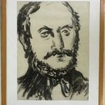 Vörösmarty Mihályt ábrázoló szén rajz, hátul ajándékozó, ismertető felirat fotó
