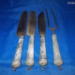 Brutál retro 4 darabos orosz vagy erdélyi kés és villa szett akár használatra is fotó