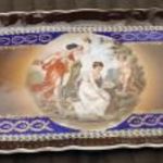 Victoria márkájú régi cseh festett porcelán tálca (L) fotó