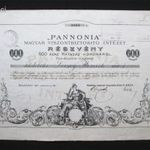 PANNONIA Magyar Viszontbiztosító Intézet részvény 600 korona 1911 fotó