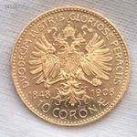10 Corona 1908 Jubileumi arany érme Ferenc József , szép állapotban, olcsón eladó fotó