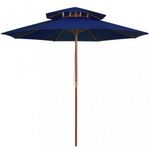 kék kétszintes napernyő farúddal 270 cm fotó