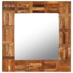 újrahasznosított tömör fa keretes falitükör 60 x 60 cm fotó