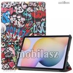 SAMSUNG Galaxy Tab S7 (SM-T870/T875/T876B), Tablet tok, Trifold flip, graffiti mintás fotó