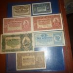 7 db Korona és fillér bankjegy egyben eladó! fotó