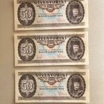 50 forint papírpénz UNC 1975 3 darab. fotó