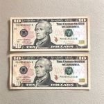 10 dollár USA papírpénz sorszámkövető UNC 2017 2 darab fotó