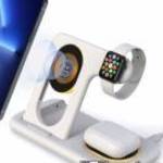3 az 1-ben Apple Watch, Airpods és iPhone asztali tartó Qi Wireless asztali töltő funkcióval - 15W, fotó