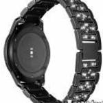 Okosóra szíj - FEKETE - rozsdamentes acél, strassz köves, 22mm széles - SAMSUNG Galaxy Watch 46mm / fotó