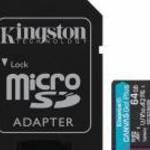 Kingston SDCG3/64GB Canvas Go Plus 64 GB, MicroSDXC, Class 10, UHS-I U3 Fekete memóriakártya + adapt fotó