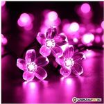 Napelemes Led cseresznyevirág fényfüzér, rózsaszín színű, kültéri, 50 led fotó