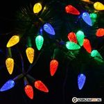 Napelemes LED fenyőtoboz 50 led-es fényfüzér, színes fotó