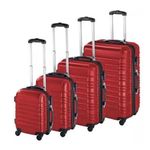 4 db-os merev falú bőrönd szett, piros színű HOP1000938-3 fotó