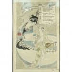 0C145 Antik akvarell japán gésa 1917 fotó
