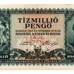 10 Millió Pengő Bankjegy 1945 MINTA perforációval és sorszámmal fotó