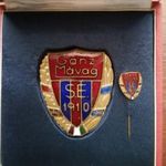 Ganz Mávag SE, Csepel, 50 éves jubileumi emlékjelvény + mini + doboz, 1960 (1381) fotó