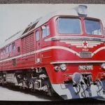 Képeslap, levelezőlap - MÁV M62 Szergej dízel-villamos mozdony vasút állomás vonat csillag (V1) fotó