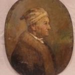 Antik férfi portré festmény vaslemezre fotó