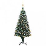 Megvilágított műkarácsonyfa gömb szettel és tobozzal 150 cm fotó