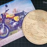 - 4db Simson gravírozott fa poháralátét készlet - retró veterán motor - új - fotó