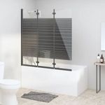3 paneles fekete ESG összecsukható zuhanyparaván 130 x 130 cm fotó