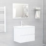 Fehér forgácslap fürdőszobai bútorszett fotó