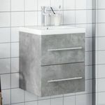 Betonszürke fürdőszobai mosdószekrény beépített mosdókagylóval fotó