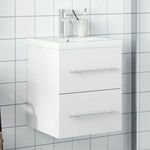 Fehér fürdőszobai mosdószekrény beépített mosdókagylóval fotó