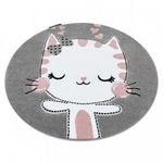 PETIT szőnyeg KITTY macska kör szürke, kerék 120 cm fotó