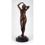 1Q828 Gondos József : Bronz női akt szobor márvány talapzaton 45 cm fotó